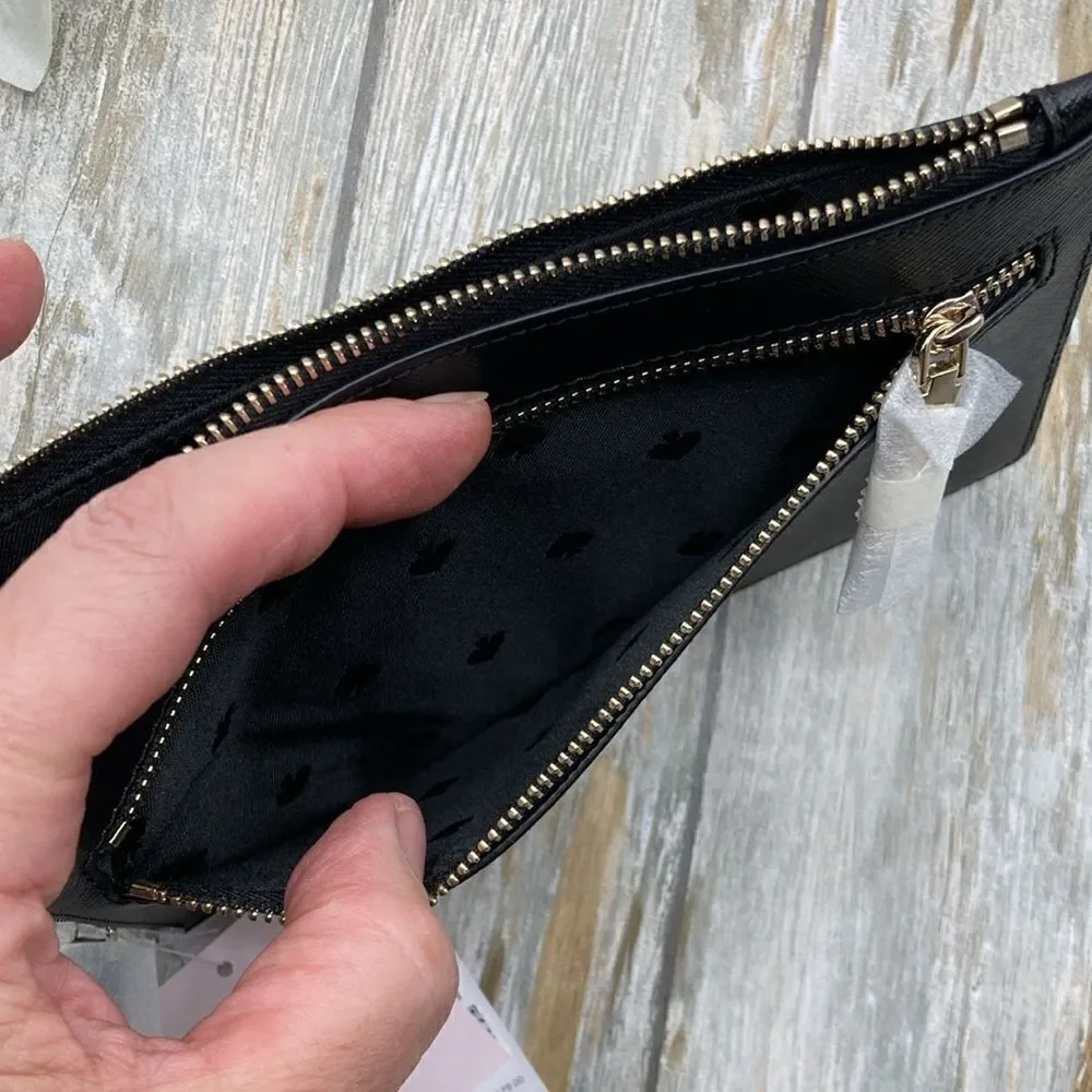 KATE SPADE Black Staci Medium L Zip Wristlet Wallet Bag Purse